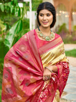 Thumbnail for Astita Cream Soft Silk Saree
