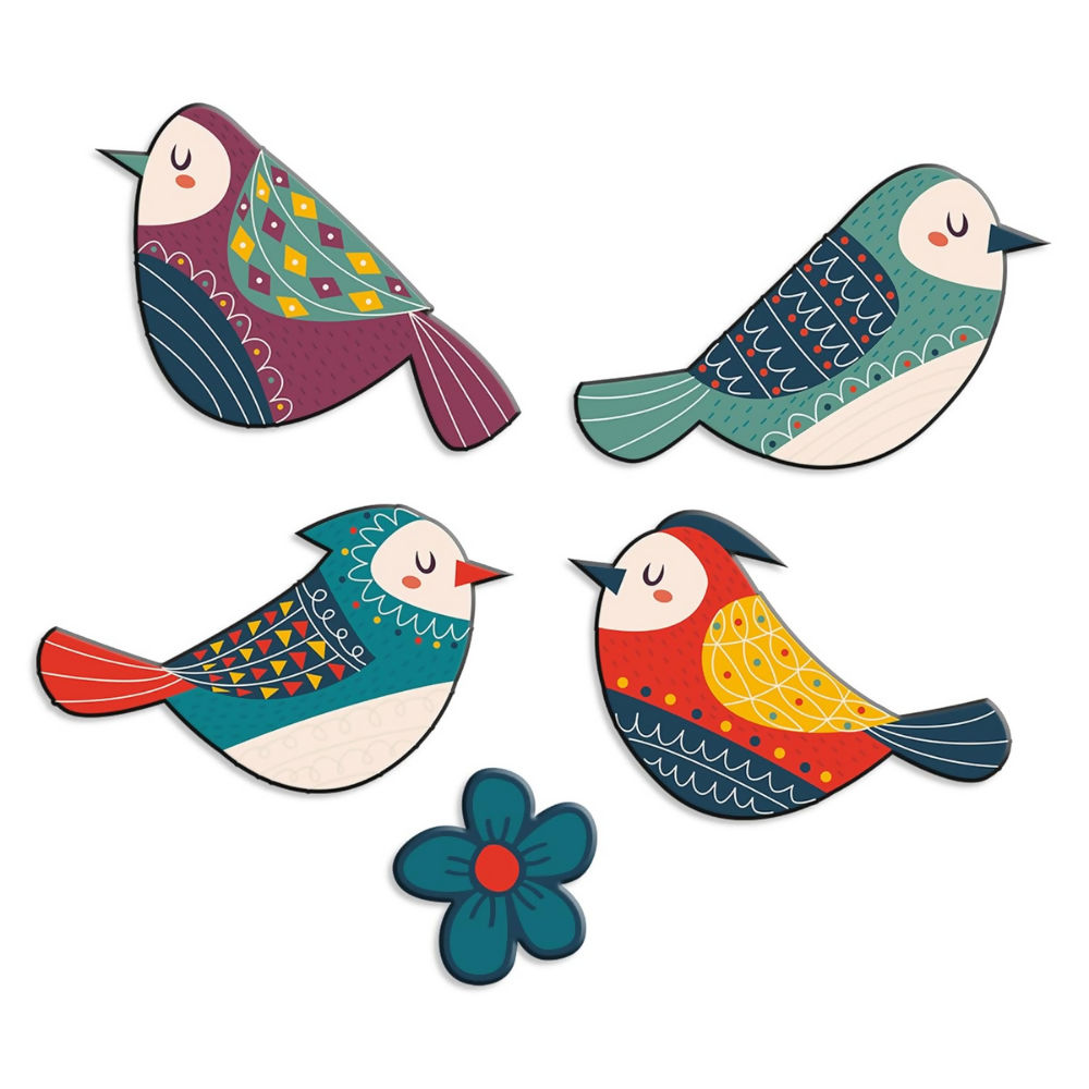 Artvibes Colorful Birds Decorative MDF Wooden Wall Art - Dista