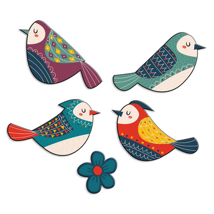 Artvibes Colorful Birds Decorative MDF Wooden Wall Art - Dista