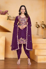 Thumbnail for Joban Fashion Wine Silk Embroidered Dhoti Dhoti Set - Distacart
