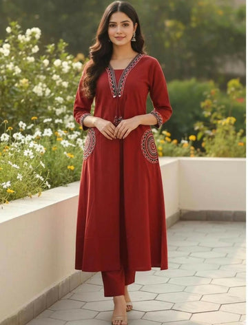 Miravan Womens Brown Straight Kurta Set - Dista
