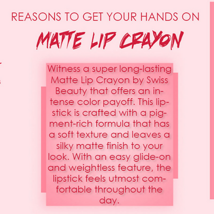 Ronzille Long Stay Matte Lip Crayon - Deep Carmine - Dista