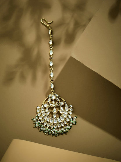 Nuyug 22K Gold-Plated Crystal & Pearl Studded Matha Patti - Distacart