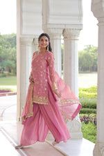 Thumbnail for Joban Fashion Pink Readymade Kurta Set With Sequence embroidery Work