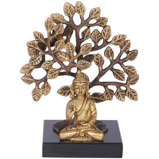 Exotic India Lord Buddha Seated On Wooden Pedestal With Bodhi Tree - Distacart