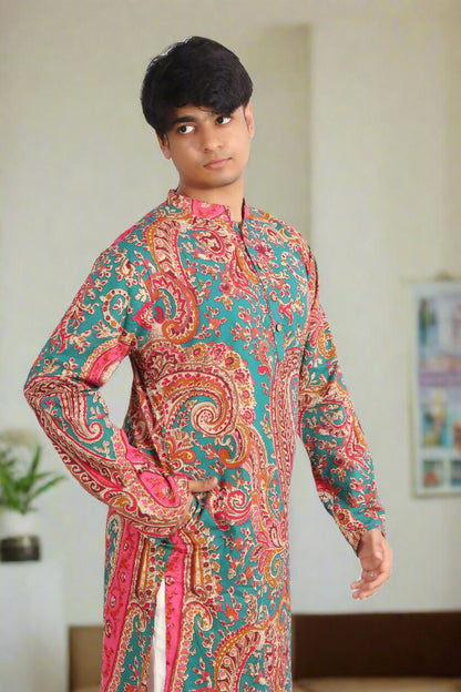 Souchii Men Pure Cotton Ethnic Motif Printed Straight Kurta - Dista