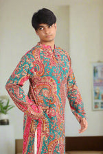 Thumbnail for Souchii Men Pure Cotton Ethnic Motif Printed Straight Kurta