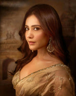 Thumbnail for Joban Fashion Beige Rose Gold Silk Party Wear Sarees - Distacart