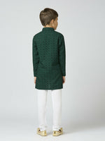 Thumbnail for Joban Fashion Kids Island Full Sleeves Cotton Kurta and Pyjama Set with Sequin work - Green - Distacart
