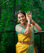 Thumbnail for Arfa Fashion House Mustered With Contrast Border Lichi Silk Jacquard Work Saree - Distacart