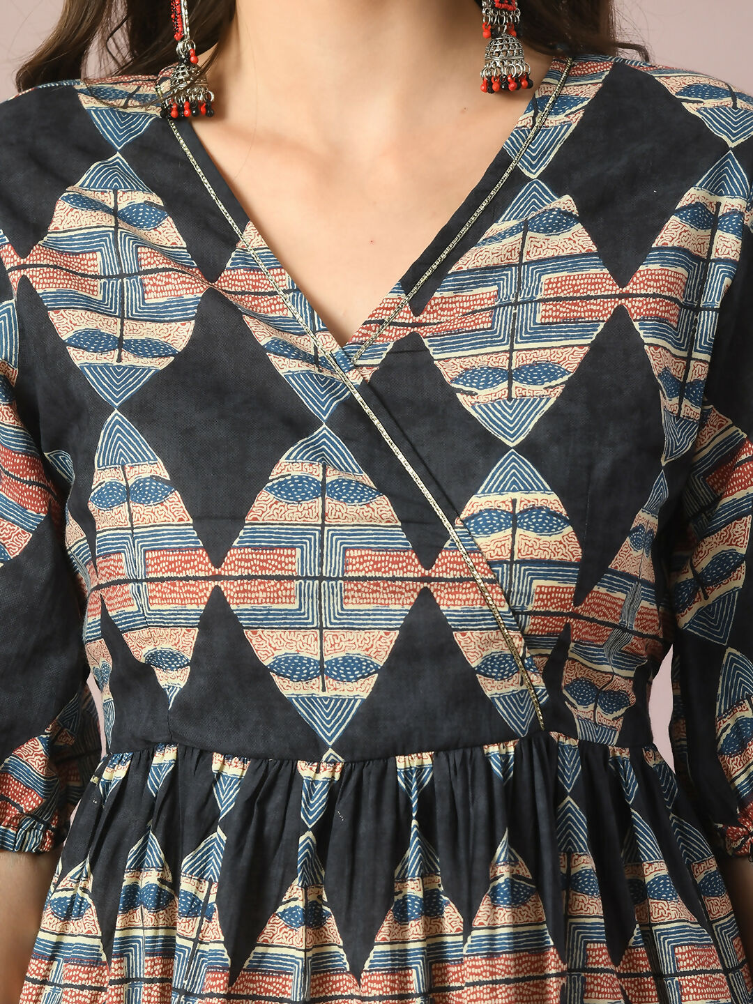 Myshka Women's Multi Printed Cotton V-Neck Empire Party Dress - Distacart