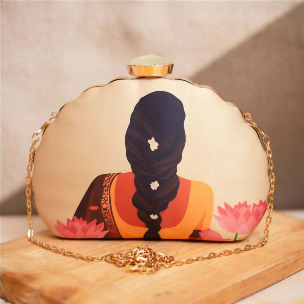 Joban Fashion Flower Lady Printed Clutch - Multicolor