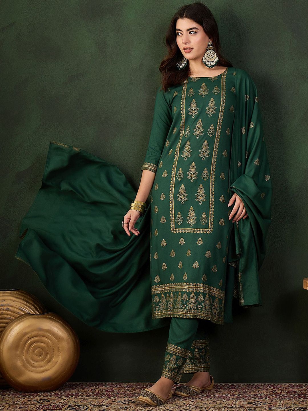 Sangria Printed Kurta & Trouser With Dupatta