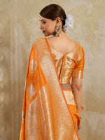 Thumbnail for Shree Shyam Fashion Orange Silk Blend Saree - Distacart