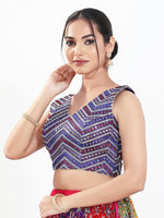 Thumbnail for Joban Fashion Purple Silk Padded Blouse With V Neck Sleeveless - Distacart