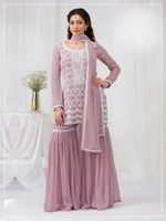 Thumbnail for Anaita Pink Faux Georgette Stitched Suit with Embroidery Cotton Thread & Sequence Work - Distacart