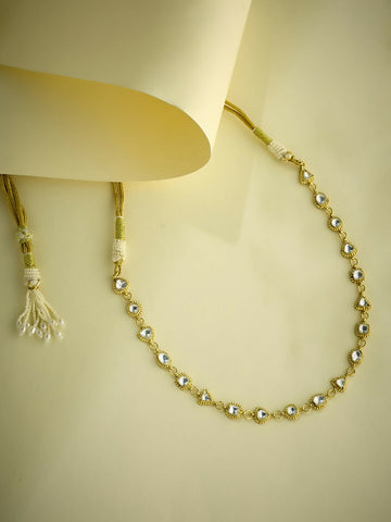 Nuyug 22K Gold-Plated Kundan & Pearl Studded Matha Patti Head Jewellery - Distacart