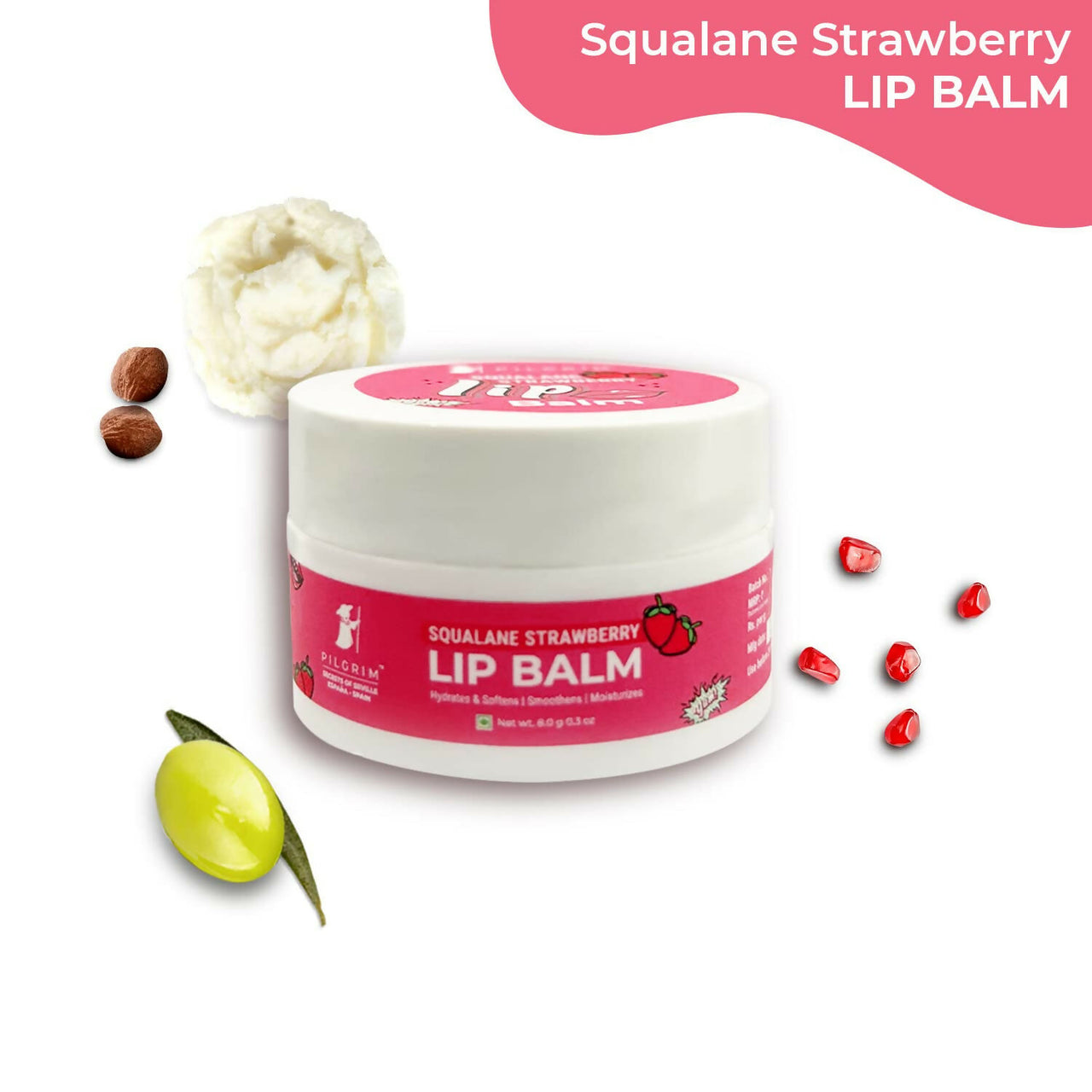 Pilgrim Spanish Lip Balm (Strawberry) For Dark Lips, Soothing & Hydrating Dry & Chapped Lips - Distacart
