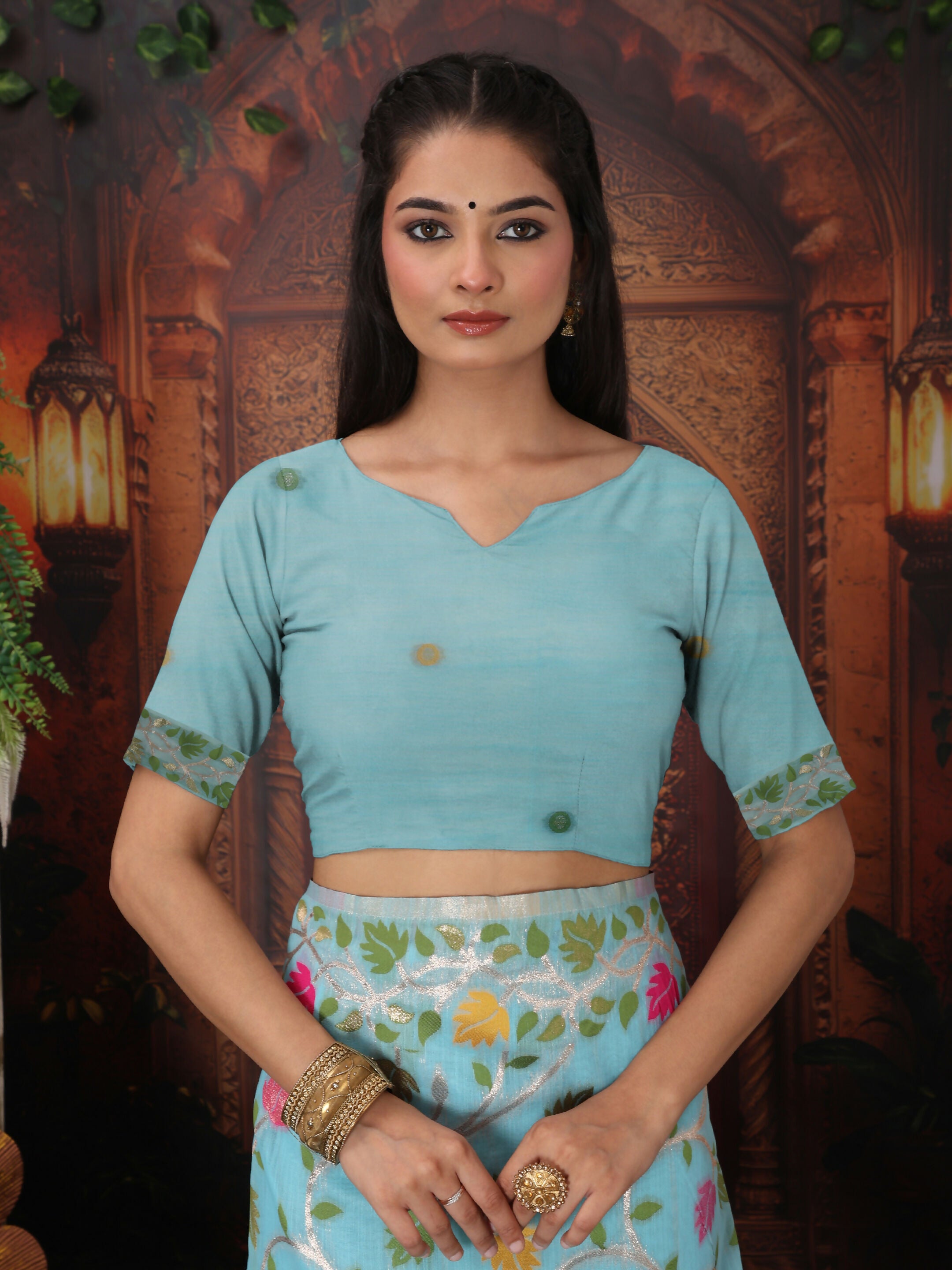 Astita Linen Cotton Sky Blue Saree