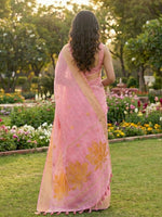 Thumbnail for Shree Shyam Fashion Pink Linen Cotton Saree - Distacart