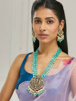 Thumbnail for Nuyug 22K Gold-Plated Zircon Studded & Stone Beaded Strings Necklace Set - Distacart