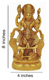 Thumbnail for P.J.Handicrafts Brass Metal Idol of Vishnu Ji Riding On Garuda - Distacart
