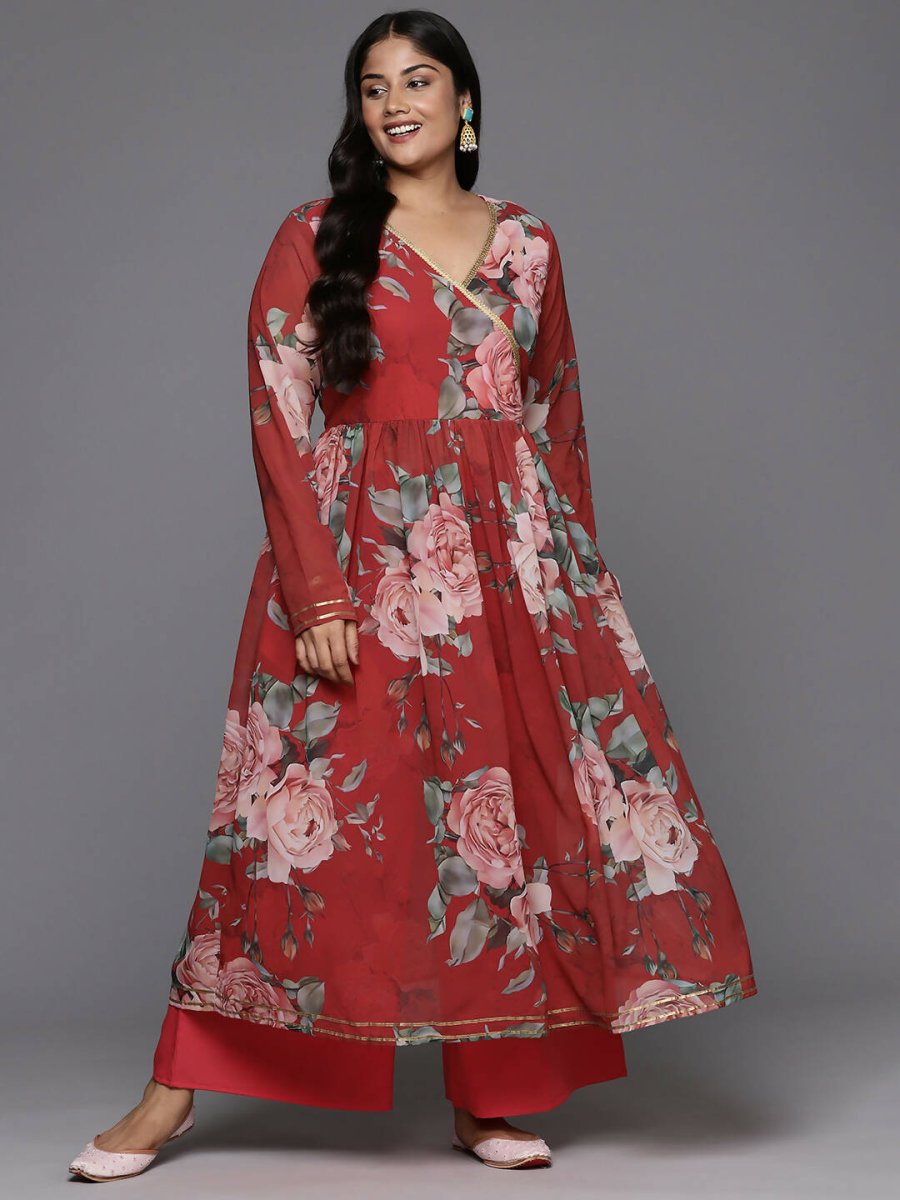 Ahalyaa Women's Traditional wear Kurta Set - Red - Distacart