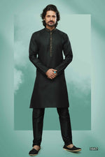 Thumbnail for Raivat Ethnic Cotton Pintux Work Kurta Pajama In Black Colour - Dista