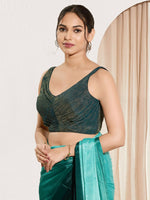 Thumbnail for Joban Fashion Fire Blue Tissue Padded Blouse With Sweetheart Neck Sleeveless - Distacart