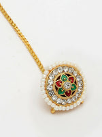 Thumbnail for NVR Women's Gold-Polished CZ Stone-Studded Borla Maang Tikka - Distacart