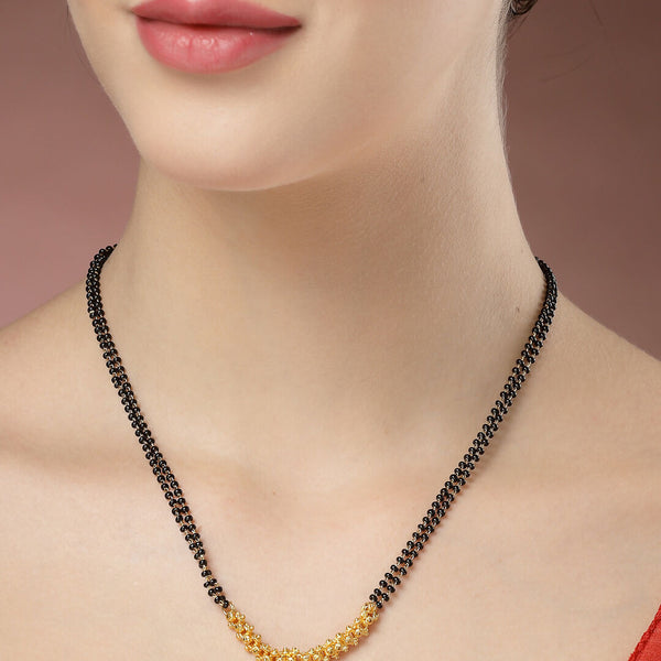 NVR Women's Gold-Polished Black Beaded Mangalsutra - Distacart