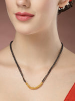 Thumbnail for NVR Women's Gold-Polished Black Beaded Mangalsutra - Distacart