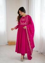 Thumbnail for Joban Fashion Dark Pink Kurta Set Chanderi Sequence Embroidery Work