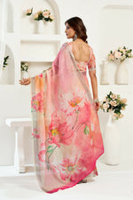 Thumbnail for Vastranavya Peach Digital Printed Linen Ready To Wear Designer Saree with Unstitched Blouse - Distacart