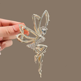 Joban Fashion White Metal Golden Girl Shape Rhinestone Hair Clip