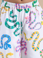 Thumbnail for Snakes and Ladders Girls Blue Shirt and Multi Color Snake Print Pant Set from Siblings Collection - Distacart