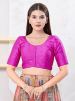 Thumbnail for Joban Fashion Pink Dupion Silk Elbow Sleeveless Front Open Blouse