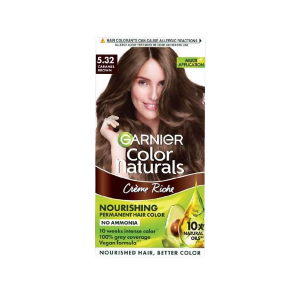 Garnier Color Naturals Creme Riche Hair Color - Shade 5.32 Caramel Brown - Distacart