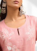 Thumbnail for Joban Fashion Pink Linen Embroidered Readymade Cord Set - Distacart