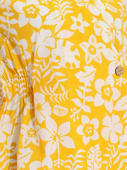 Janasya Yellow Wrap Cotton Top - Dista