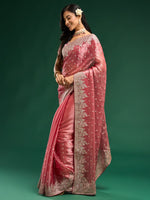 Thumbnail for kasee Floral Embroidered Silk Blend Saree - Distacart
