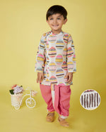 Thumbnail for Joban Fashion Kids Island Cotton Full Sleeves printed Kurta and Solid Dhoti - Pink - Distacart