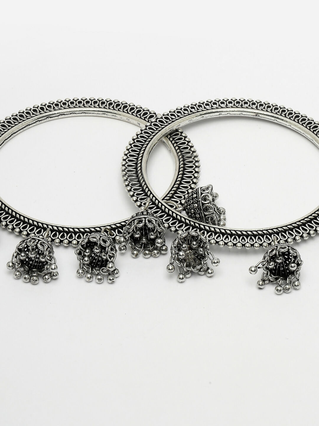NVR Women's Set of 2 Silver-Toned German Silver Oxidised Bangle - Distacart