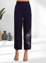 Thumbnail for Joban Fashion Navy Blue Silk Embroidered Readymade Cord Set - Distacart
