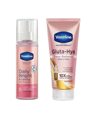 Vaseline Daily Hydration Combo - Gluta Hya Serum-In-Lotion & Daily Bright Body Serum Spray - Distacart