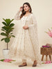 Teeya Creation Designer White Heavy Zari & Sequins Work Anarkali Gown - Dista