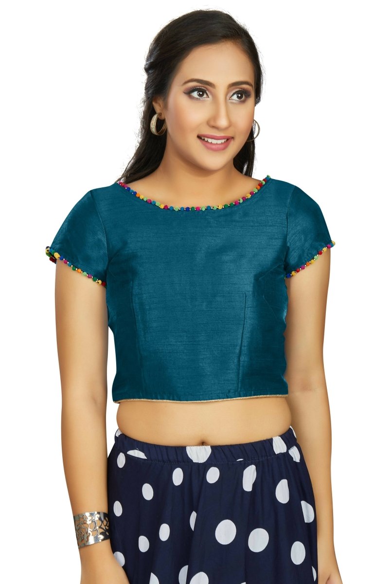 Aastha Fashion Women's Teal Art Silk Designer Party Wear Readymade Blouse - Distacart