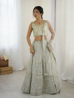 Thumbnail for Aastha Fashion Off White Georgette Designer Wedding Wear Lehenga Choli