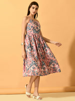 Thumbnail for Myshka Women's Pink Fit and Flare Party Dress - Distacart