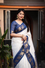 Thumbnail for Nblue Silk Zari Woven Saree with Unstitched Blouse - Hiral Fashion - Distacart